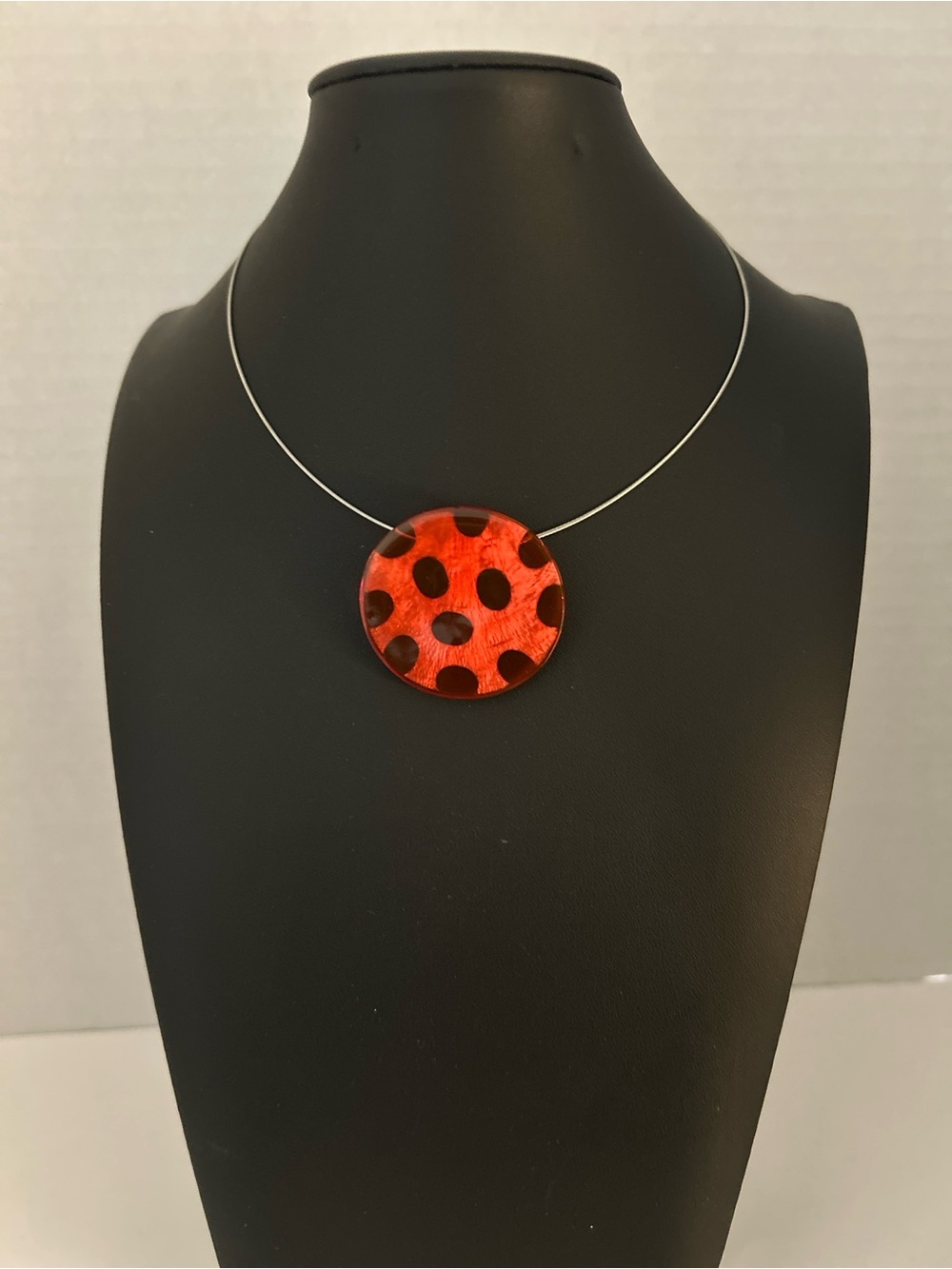 Origin Jewelry BNWT Translucent Red Resin Pendant Wire Necklace- Fair Trade